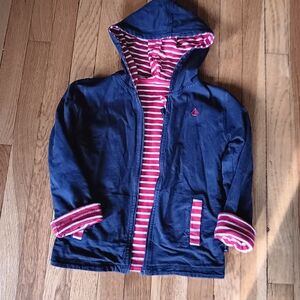 JoJo Maman Bebe Navy and Red Reversible Striped Kids Jacket